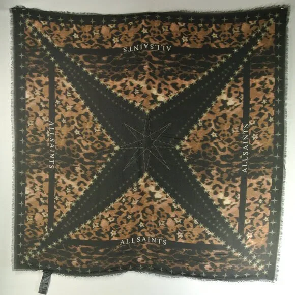 NEW ALLSAINTS Celia animal-print woven scarf One Size #2028 - Picture 4 of 6